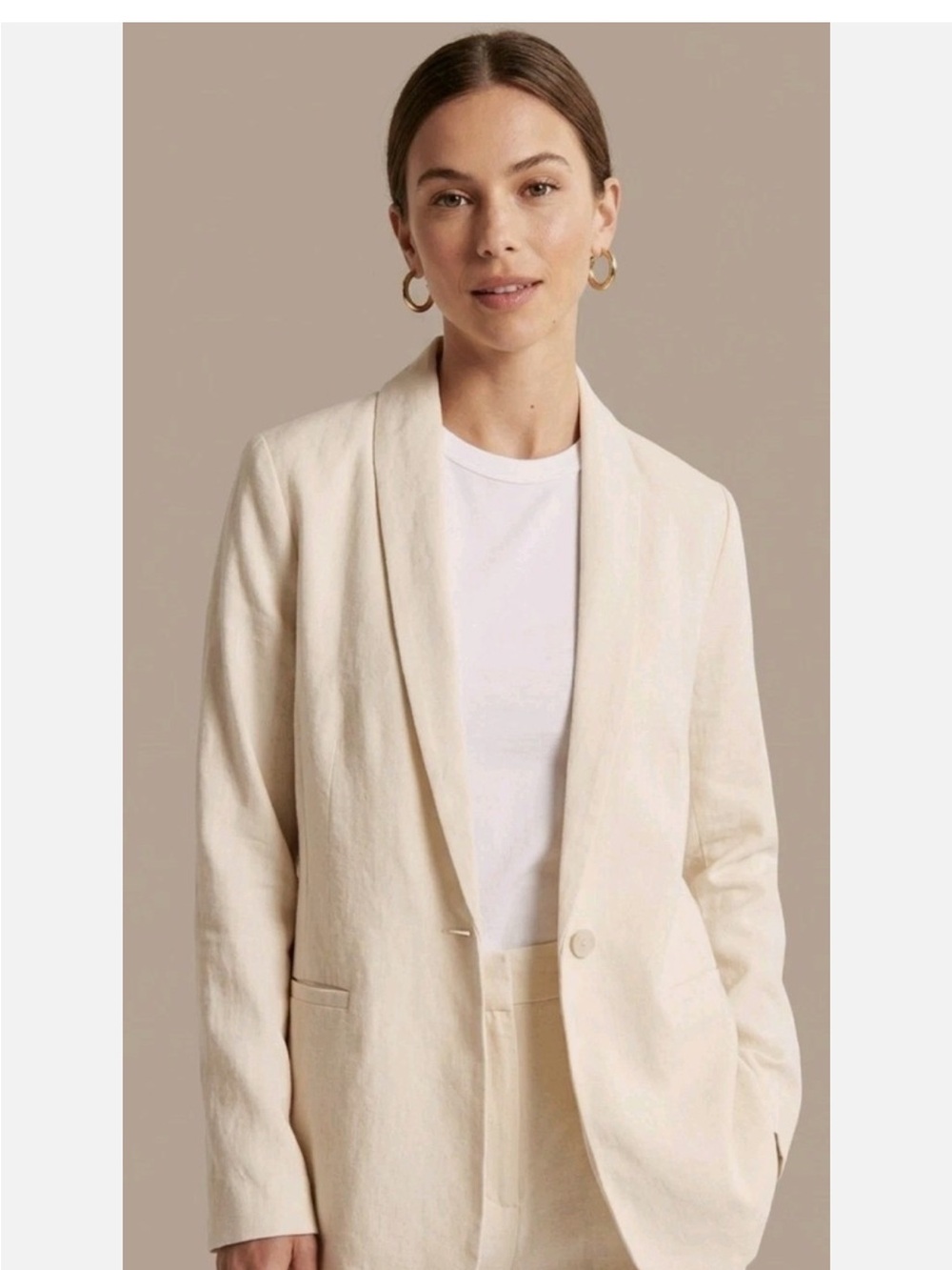 Abercrombie & Fitch Cream Single-Button Shawl Collar Linen Blazer - New w Tags